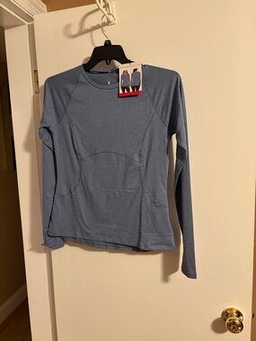 NEW Spider Women’s Long-Sleeve Performance Top Slate Blue whand sleeves medium